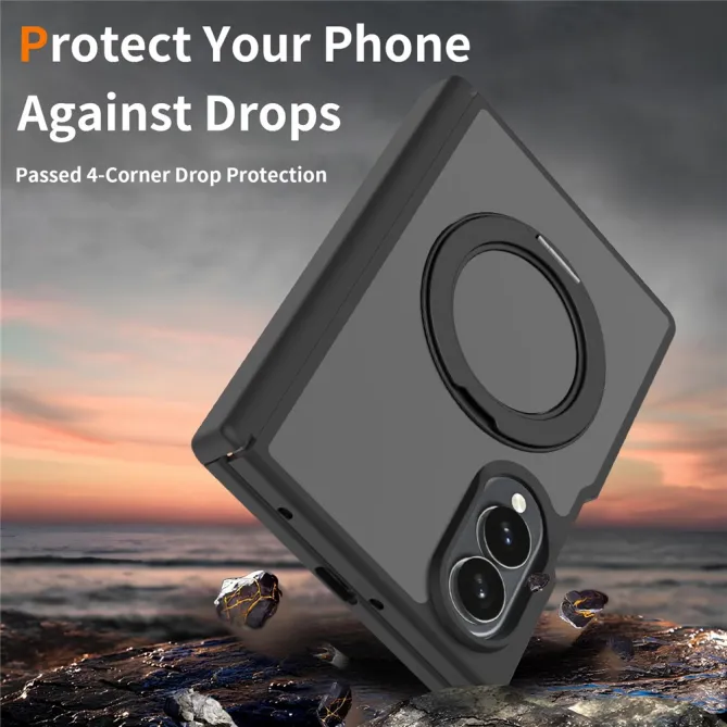 Coque Samsung Galaxy Fold 8 avec Anneau Phantom mate Noir - photo 2