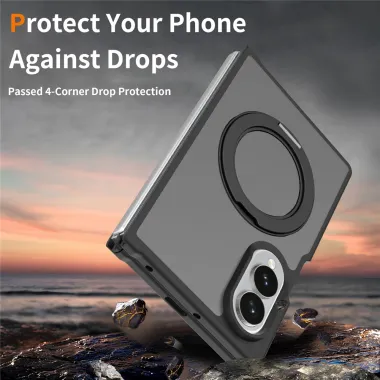 Coque Samsung Galaxy Fold 8 Anneau Clic Phantom mate Noir - photo 2
