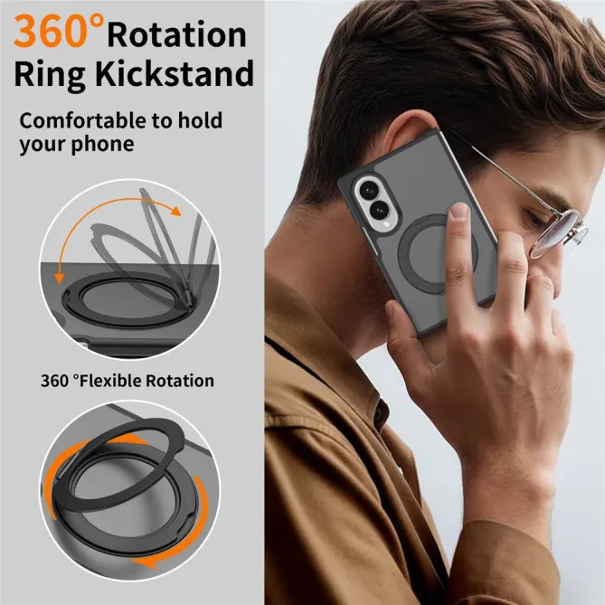 Coque Samsung Galaxy Fold 8 Anneau Clic Phantom mate Noir - photo 3
