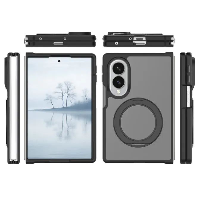 Coque Samsung Galaxy Fold 8 Anneau Clic Phantom mate Noir - photo 7