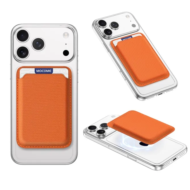 MOCOME Porte-Carte Magnétique Tissu Technique Anti-RFID Orange
