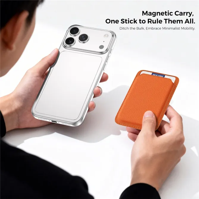 MOCOME Porte-Carte Magnétique Tissu Technique Anti-RFID Orange - photo 5