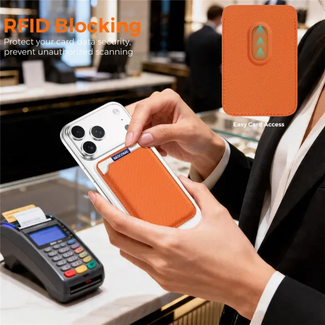MOCOME Porte-Carte Magnétique Tissu Technique Anti-RFID Orange - photo 7