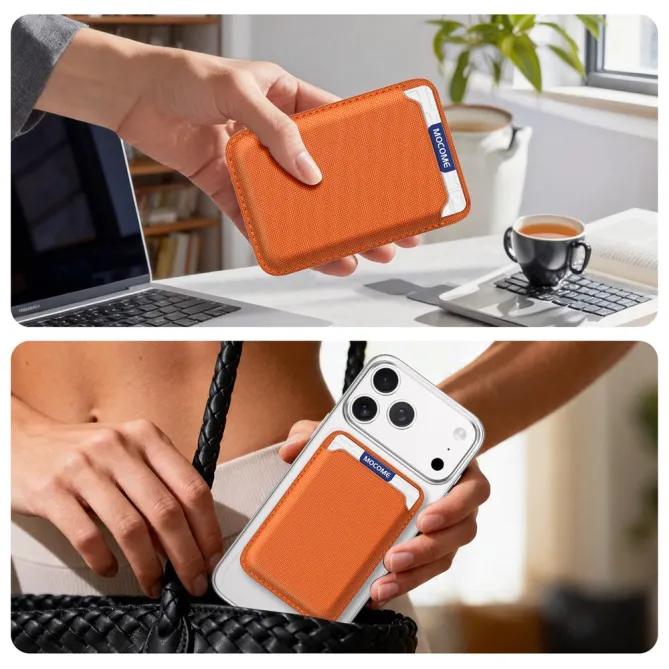 MOCOME Porte-Carte Magnétique Tissu Technique Anti-RFID Orange - photo 8