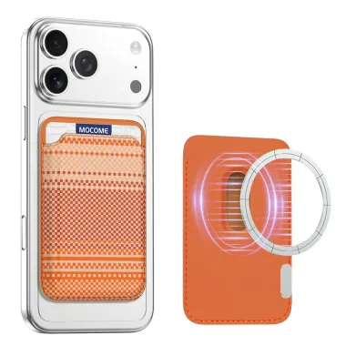 Porte-Carte Magnétique Fin Compatible MagSafe Anti-RFID Orange - photo 2