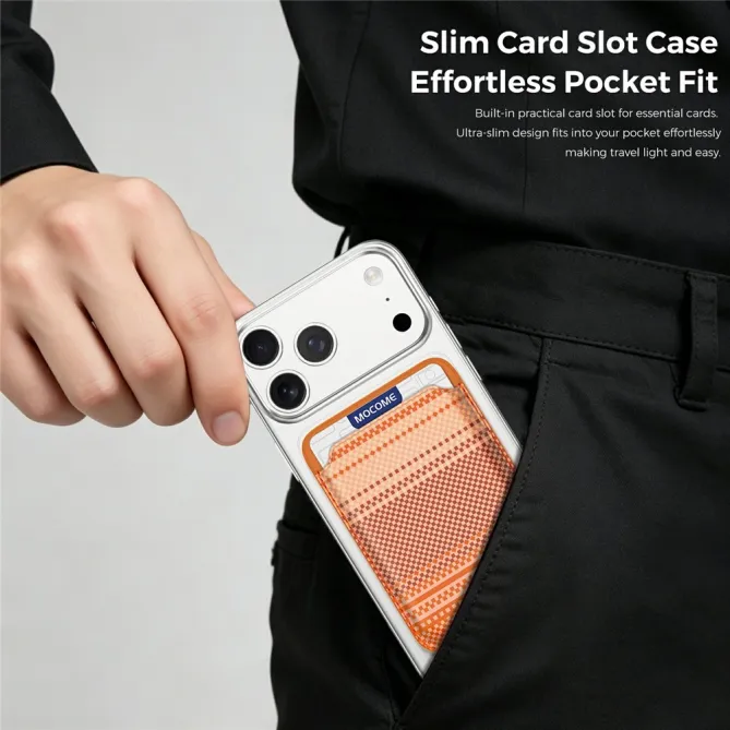 Porte-Carte Magnétique Fin Compatible MagSafe Anti-RFID Orange - photo 6