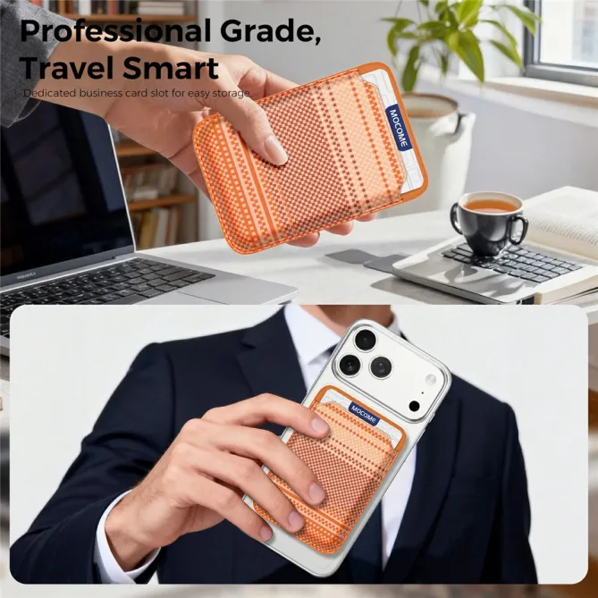 Porte-Carte Magnétique Fin Compatible MagSafe Anti-RFID Orange - photo 8