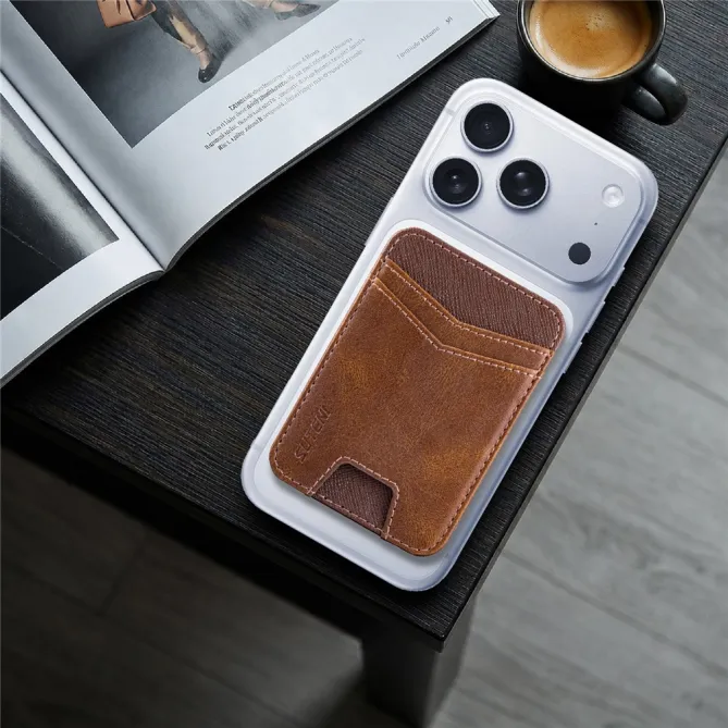 Porte-cartes Push Anti-RFID Effet Cuir Texturé | PUSHY Marron - photo 5