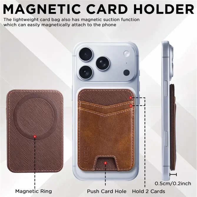 Porte-cartes Push Anti-RFID Effet Cuir Texturé | PUSHY Marron - photo 6