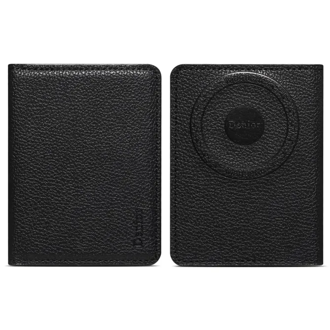 Portefeuille Bi-Fold Magnétique Grain Litchi | FOLDCASH Noir