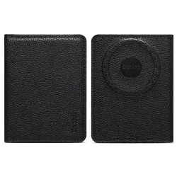 Portefeuille Bi-Fold Magnétique Grain Litchi | FOLDCASH Noir