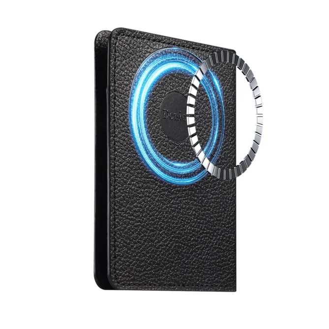 Portefeuille Bi-Fold Magnétique Grain Litchi | FOLDCASH Noir - photo 3