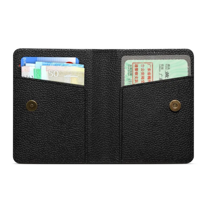 Portefeuille Bi-Fold Magnétique Grain Litchi | FOLDCASH Noir - photo 5