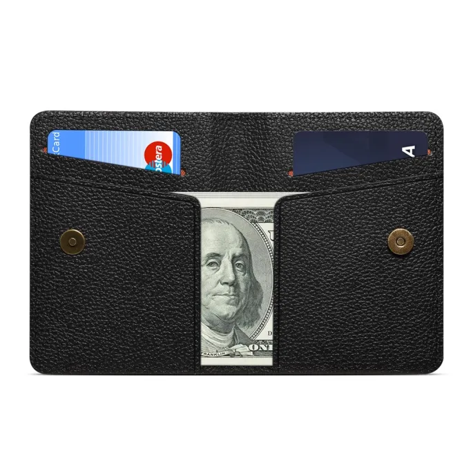 Portefeuille Bi-Fold Magnétique Grain Litchi | FOLDCASH Noir - photo 6