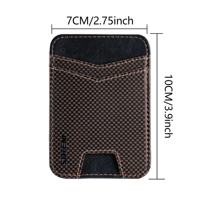 Porte-cartes Damier Compartiment Caché Anti-RFID | CHECKO Marron - photo 3