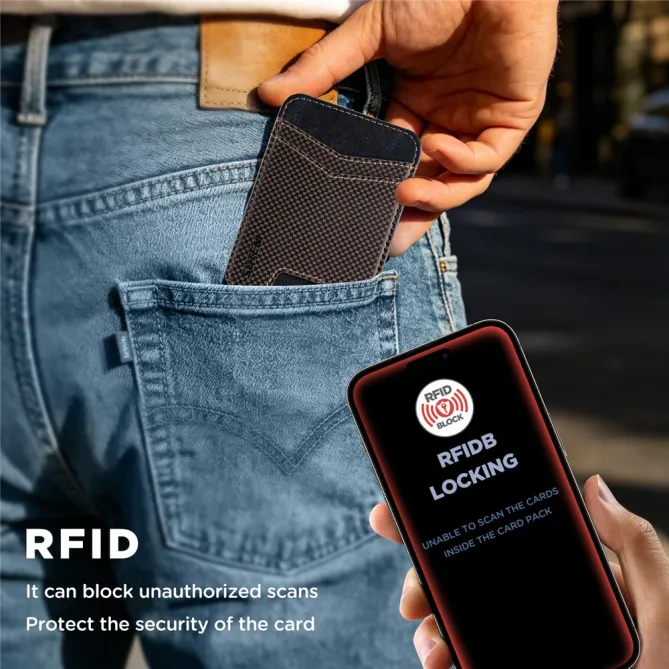 Porte-cartes Damier Compartiment Caché Anti-RFID | CHECKO Marron - photo 4