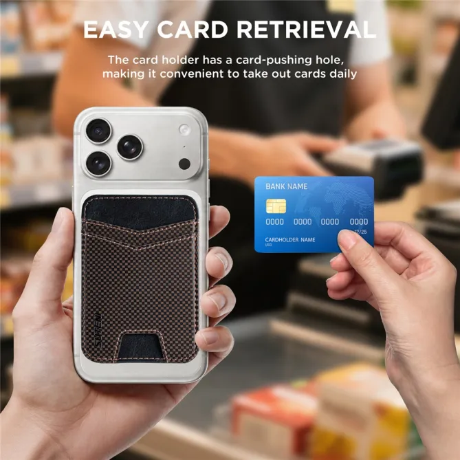Porte-cartes Damier Compartiment Caché Anti-RFID | CHECKO Marron - photo 5