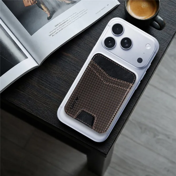 Porte-cartes Damier Compartiment Caché Anti-RFID | CHECKO Marron - photo 6