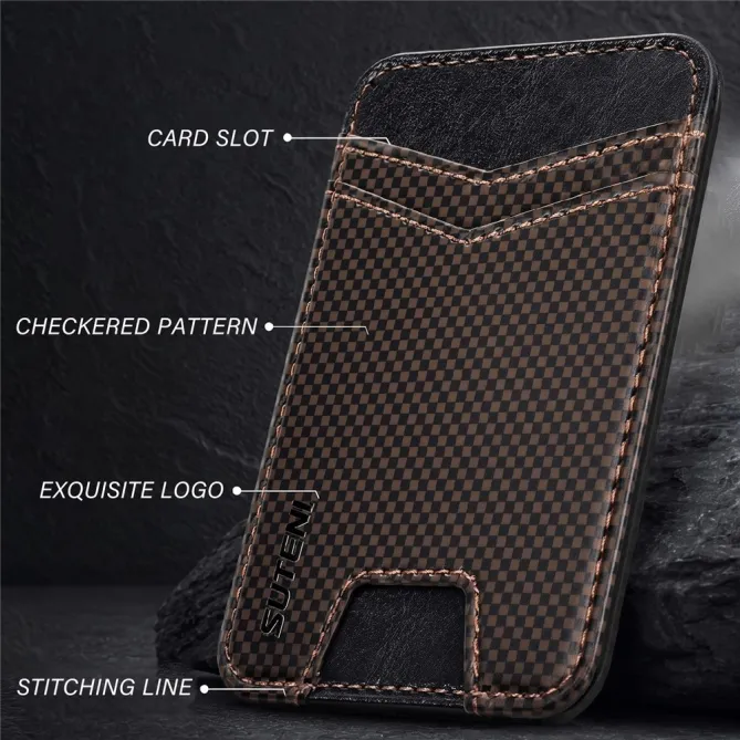 Porte-cartes Damier Compartiment Caché Anti-RFID | CHECKO Marron - photo 7