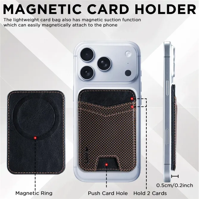 Porte-cartes Damier Compartiment Caché Anti-RFID | CHECKO Marron - photo 8