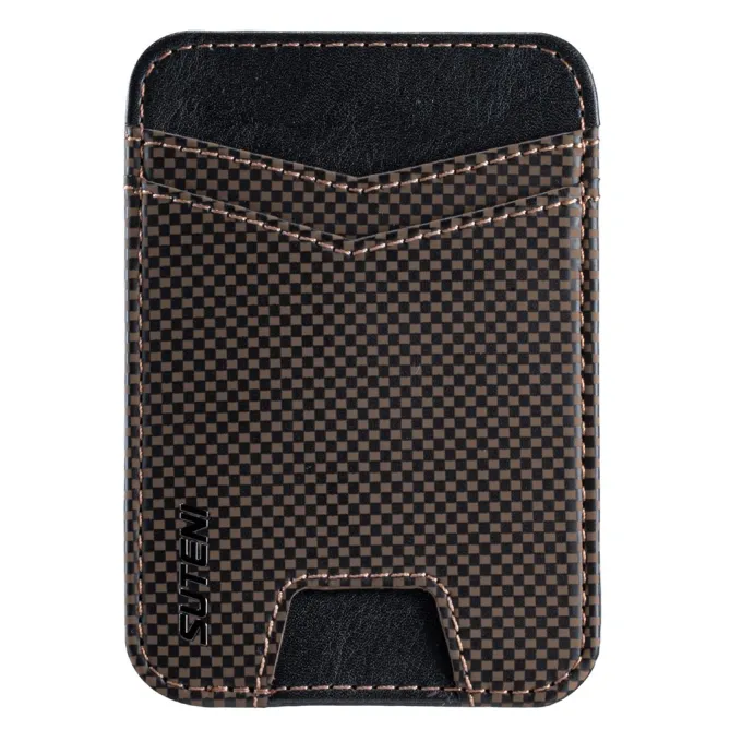 Porte-cartes Damier Compartiment Caché Anti-RFID | CHECKO Marron - photo 11