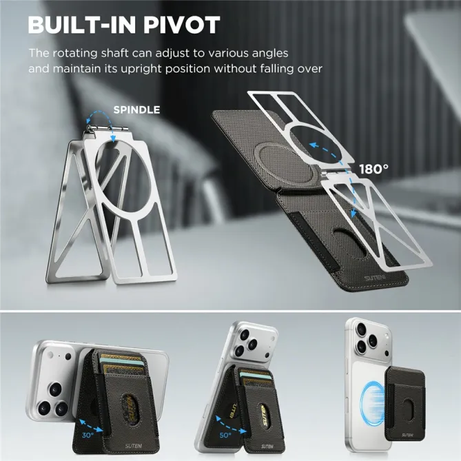 Porte-cartes Support Multi-Angle Pivot Anti-RFID | ANGULO Gris Foncé - photo 3
