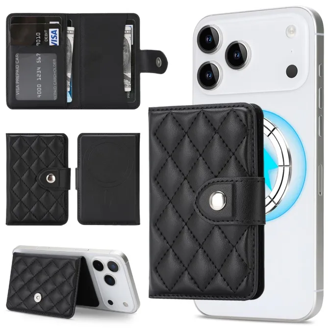 Portefeuille Matelassé 4 Cartes Support Pliable | QUILTO Noir