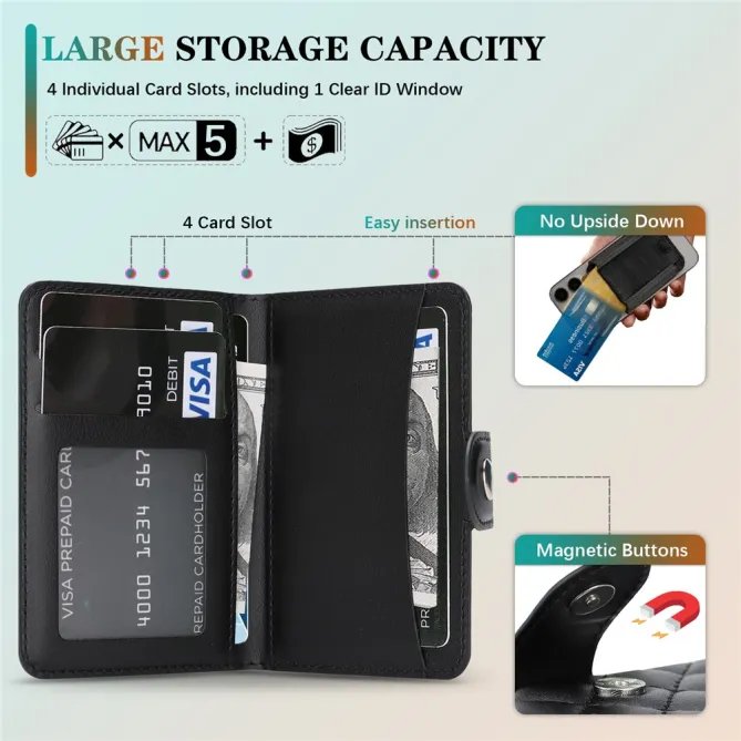 Portefeuille Matelassé 4 Cartes Support Pliable | QUILTO Noir - photo 10