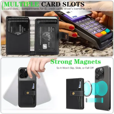 Portefeuille Magnétique 6 Cartes Ultra-Fin 43g | SLIMWALL Noir - photo 2