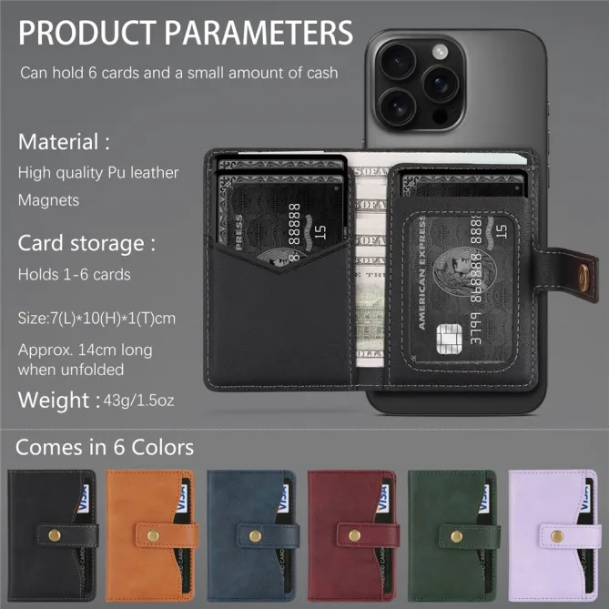 Portefeuille Magnétique 6 Cartes Ultra-Fin 43g | SLIMWALL Noir - photo 5
