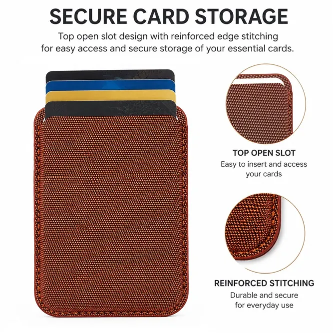 Porte-cartes Téléphone Tissu Technique Fente Ouverte 7mm | SLOTECH Marron - photo 5