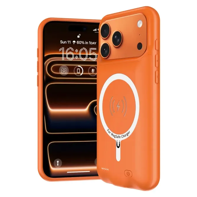 Coque Batterie iPhone 17 Pro 6000mAh MagSafe Orange - photo 6