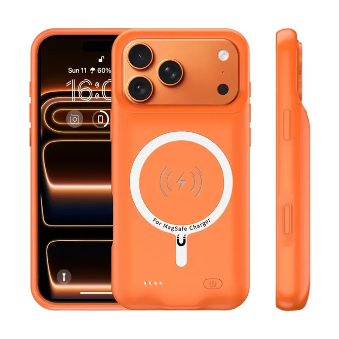 Coque Batterie iPhone 17 Pro 6000mAh MagSafe Orange - photo 9