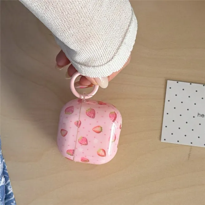 Coque AirPods 4 Motif Fraise avec Mousqueton - photo 4