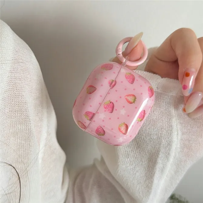 Coque AirPods 4 Motif Fraise avec Mousqueton - photo 6