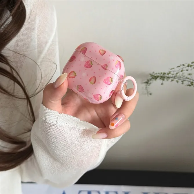 Coque AirPods 4 Motif Fraise avec Mousqueton - photo 7