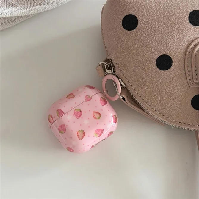 Coque AirPods 4 Motif Fraise avec Mousqueton - photo 8