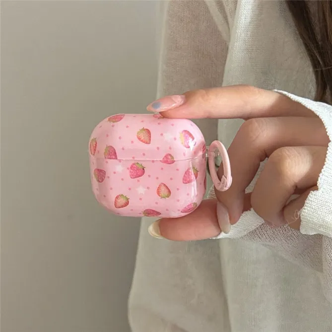 Coque AirPods 4 Motif Fraise avec Mousqueton - photo 9