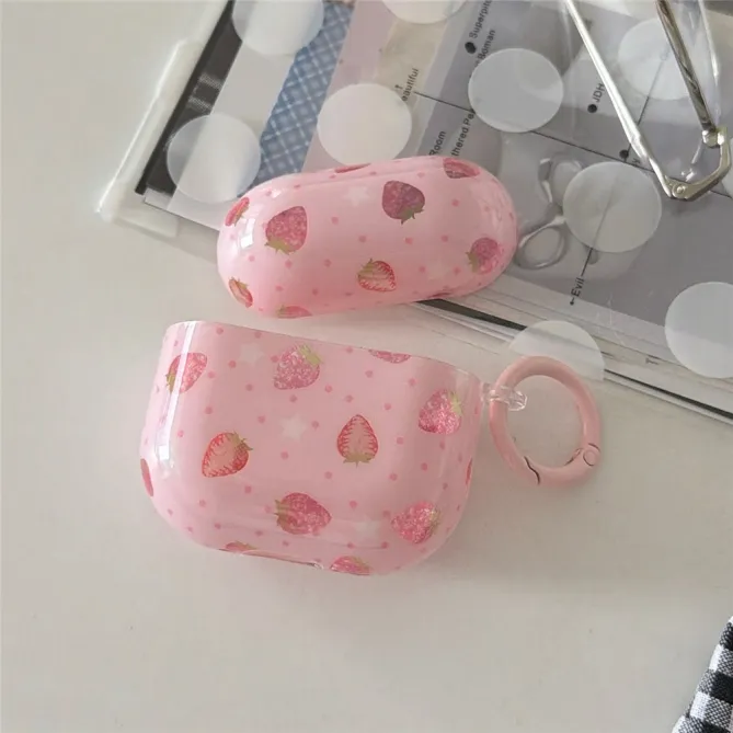 Coque AirPods 4 Motif Fraise avec Mousqueton - photo 11