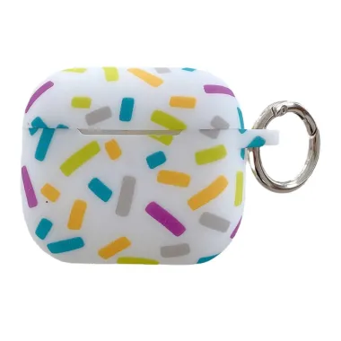 Coque AirPods 4 Silicone Rayures Multicolores Anneau Métal