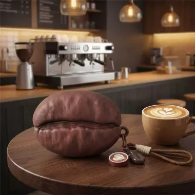 Coque AirPods 4 Grain de Café Pendentif Tressé - photo 2