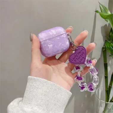Coque AirPods 4 Effet Nacre Chaîne Cœurs - photo 2