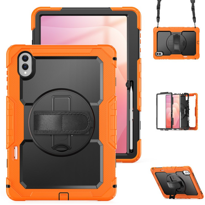 Coque Samsung Galaxy Tab S11 Ultra Antichoc avec Support Rotatif Orange