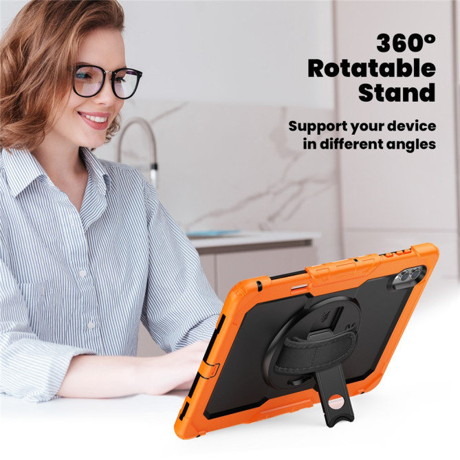 Coque Samsung Galaxy Tab S11 Ultra Antichoc avec Support Rotatif Orange - photo 4