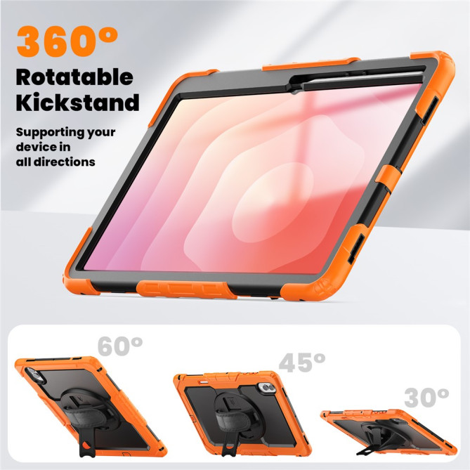 Coque Samsung Galaxy Tab S11 Ultra Antichoc avec Support Rotatif Orange - photo 5