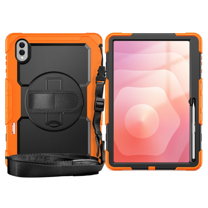 Coque Samsung Galaxy Tab S11 Ultra Antichoc avec Support Rotatif Orange - photo 12