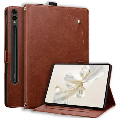Étui Samsung Galaxy Tab S11 Ultra à S8 Ultra Business Poche Avant Marron