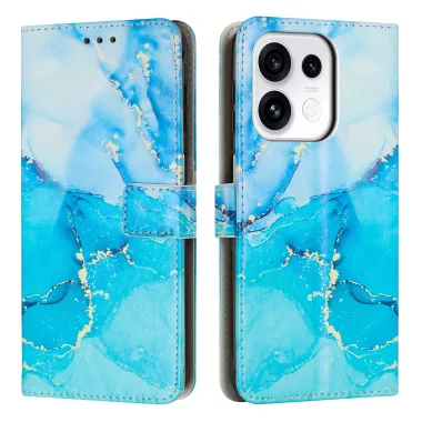 Housse OPPO Reno16 F/FS Marbre Lagon avec Rangement Cartes