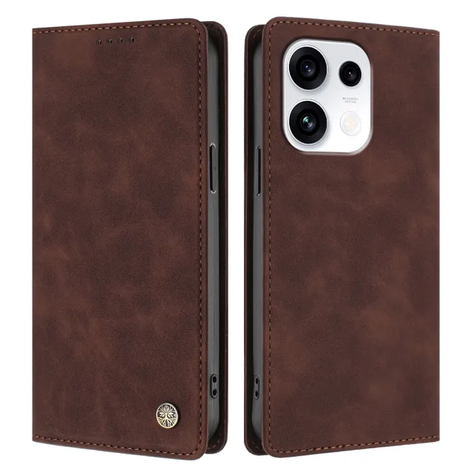 Housse Oppo Reno16 FS / 16 F Rabat Porte-cartes Simili Cuir Suédé Marron - photo 61
