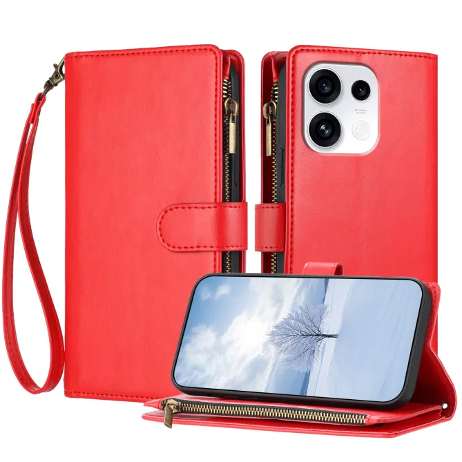 Housse Oppo Reno16 FS / 16 F Portefeuille Zippé Dragonne Rouge - photo 12